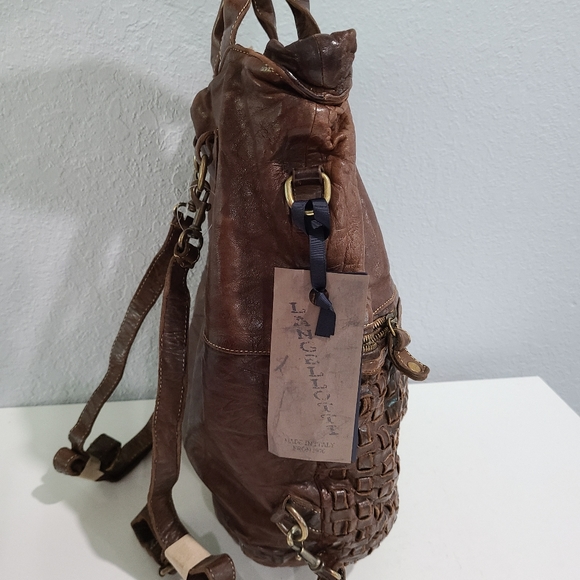 LANGELLOTTI Leather Brown Boho Convertible Bag - Picture 11 of 13